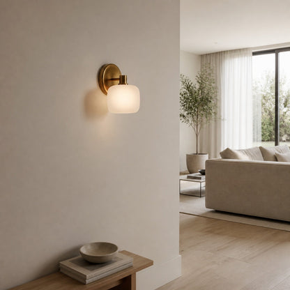 Lirra Frosted Glass Wall Sconce – Modern Minimalist Metal-Finish for Bathroom or Dressing Table