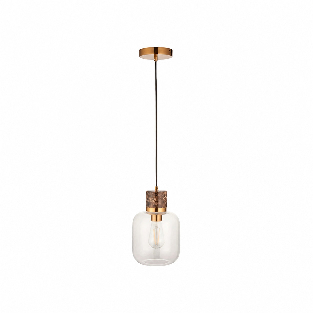 Korlisse Pendelleuchte aus Naturstein und Glas – Stilvolle Lampe für Wohnzimmer oder Lounge