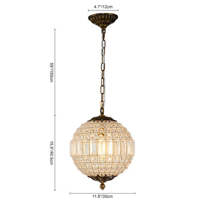 Luxuriöse Vintage Kristall Kugel Pendelleuchte