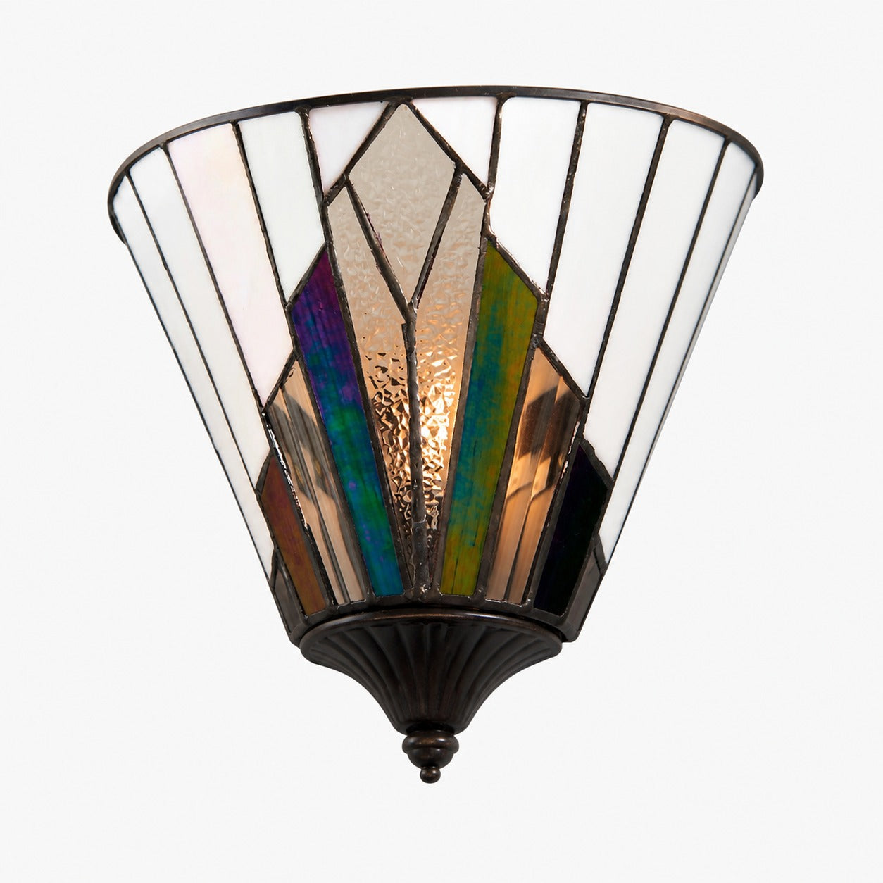 TF Astoria Vintage Fan-Shaped Wall Lamp — Handcrafted Art Glass — For Bedroom Accent Light