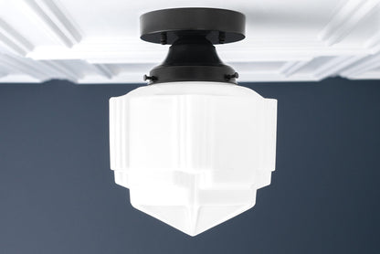 Geotower Glass Art Deco Ceiling Light - Glass Fixture - Elegant Home Lighting