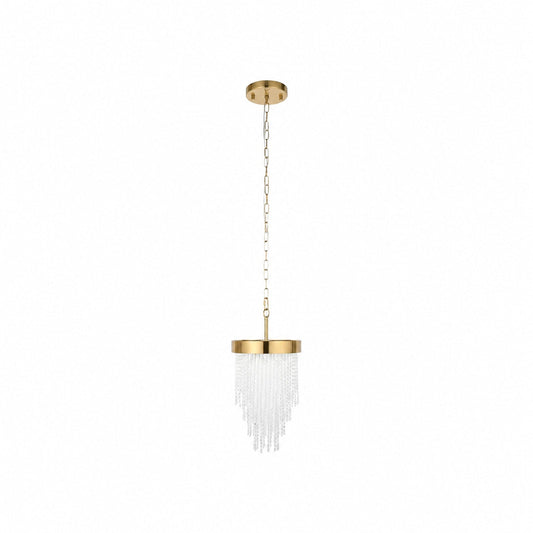 Cavara Multi-Tier Glass Rod Chandelie – Tiered Brass Pendant for Dining and Entry