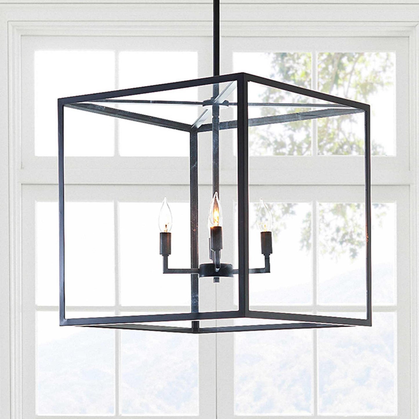 Ferrix Outdoor Lantern Pendant Lamp – Industrial Glass and Iron Design for Modern Spaces