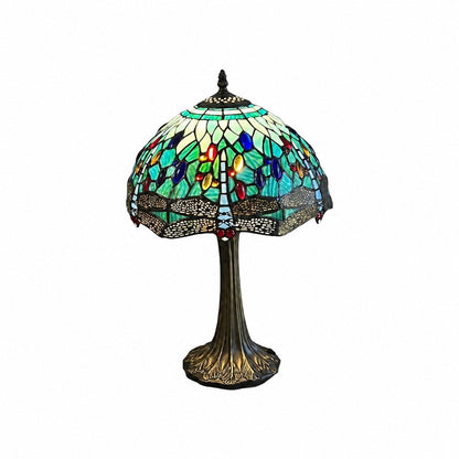 TF Libellen-Tischleuchte – Vintage-Buntglas für Wohn- und Schlafzimmer