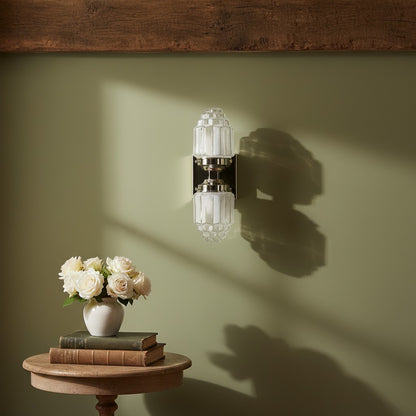 Tierlux Glass Art Deco Wall Sconce - Glass Frosted Globes with Skyscraper Globe