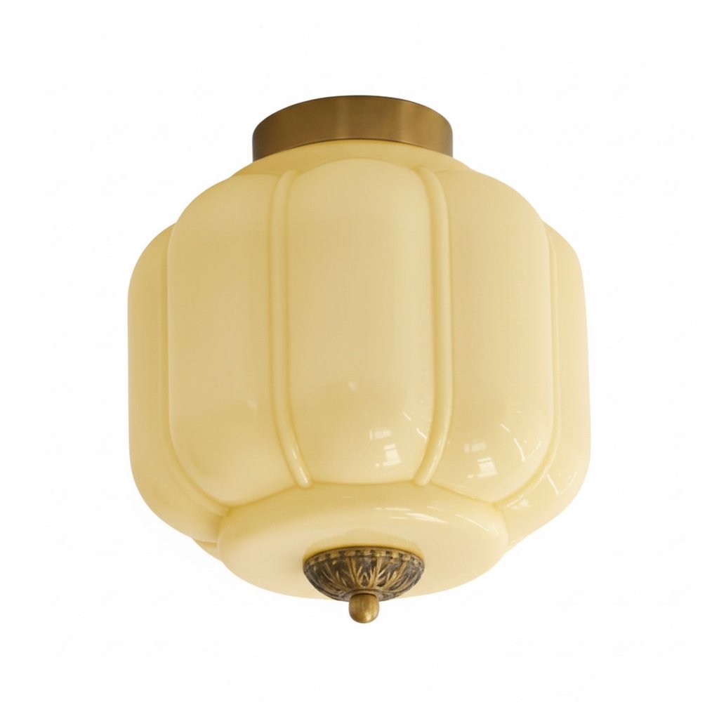 Vintage Eloise Milk Glass Flush Mount Ceiling Light - Vintage Charm Soft Glow