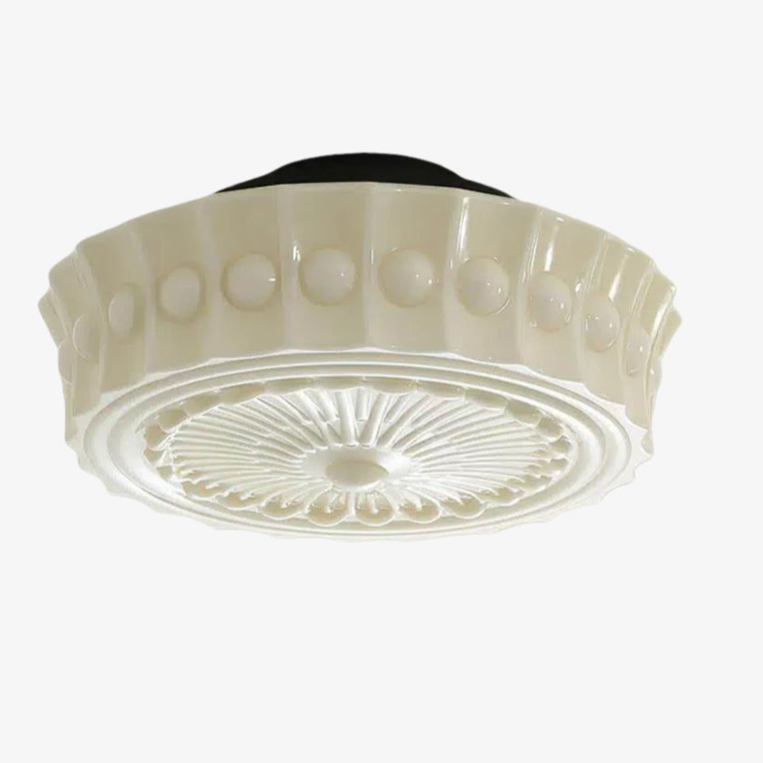 Dretta Vintage Classic Round Ceiling Light - Sculpted Art Glass Lighting Fixture for Living Room U02