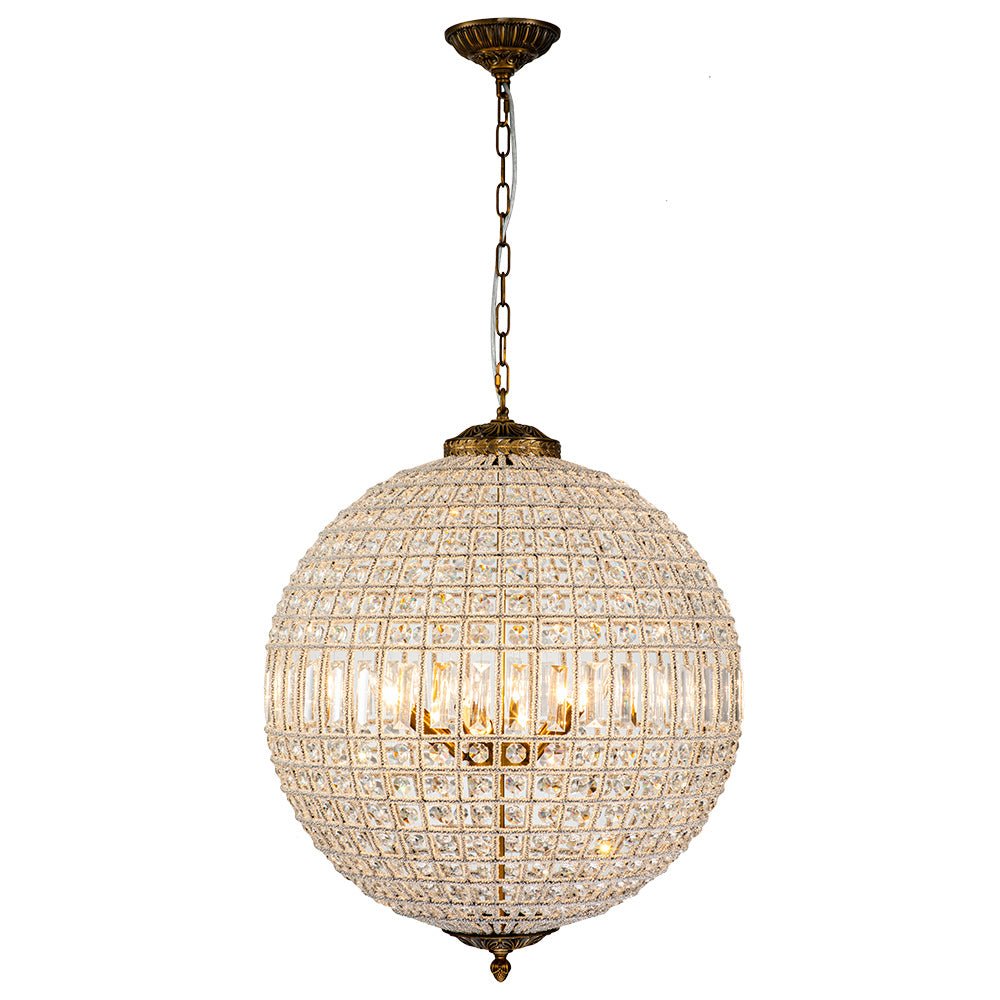 Luxuriöse Vintage Kristall Kugel Pendelleuchte
