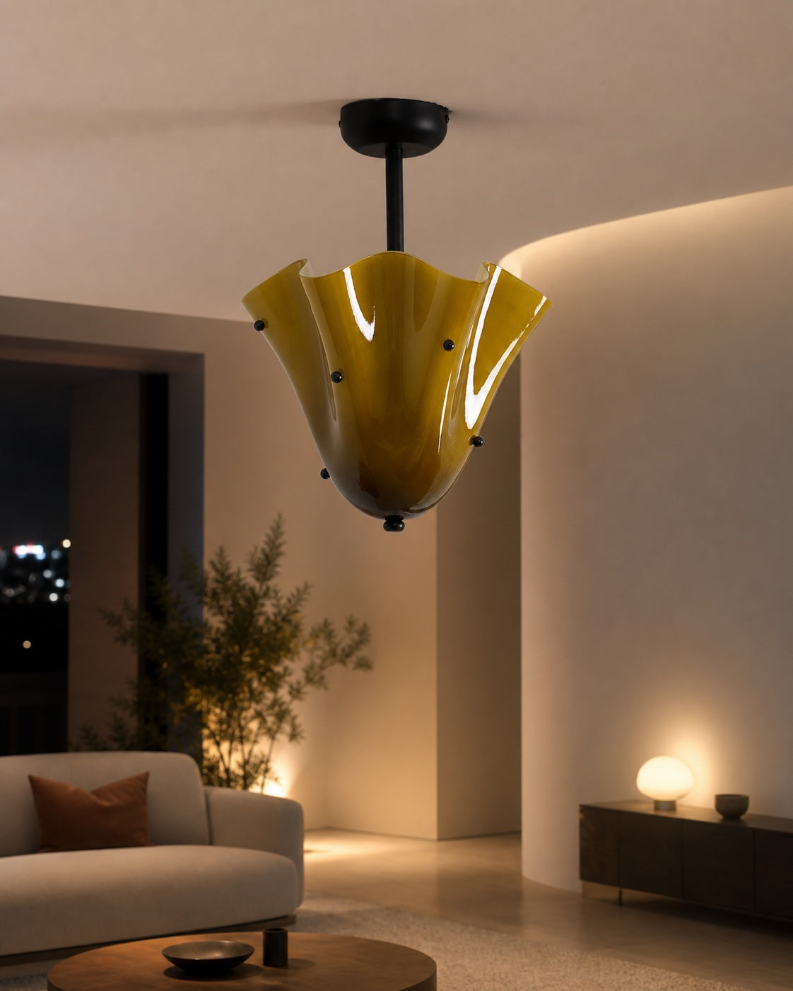 Bellina Decorative Glass Ceiling Light - Modern Sculptural Flush Mount
