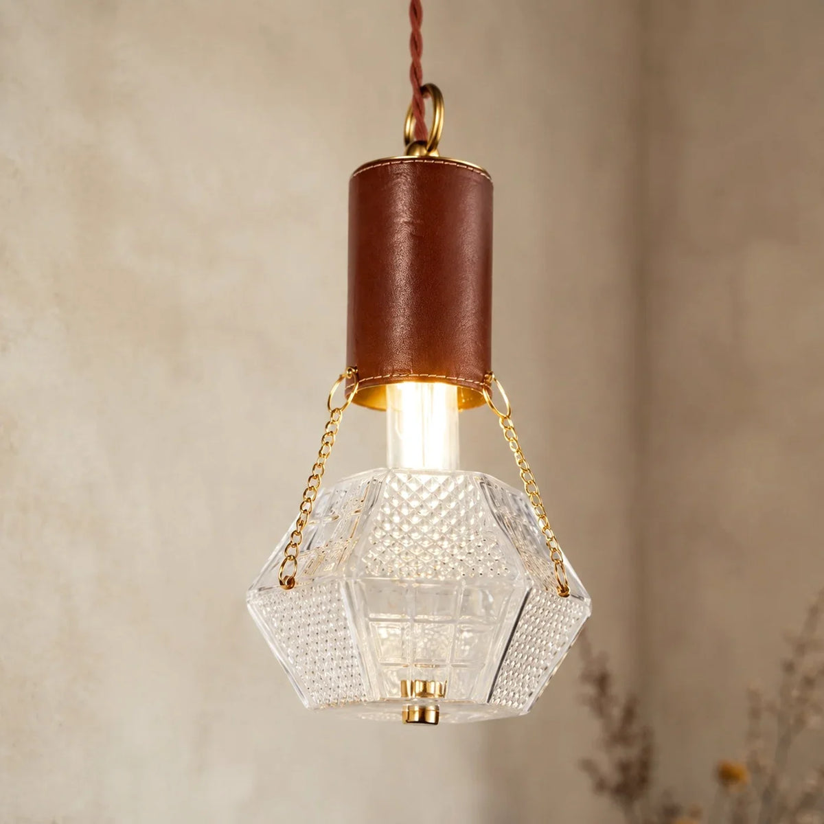 Prismatic French Leather Pendant Light 2