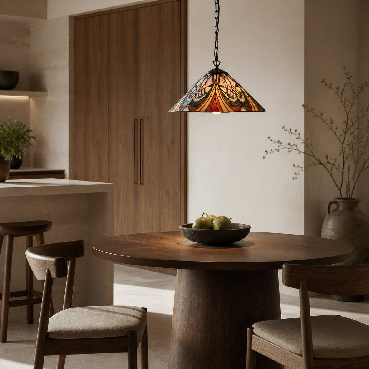 TF Hector Pendant Light – Art Nouveau Stained Glass Decorative Light for Dining or Living Room