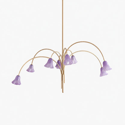 Bellina Modern Romantic Chandelier - Botanical Lily Design with Glass Flowers