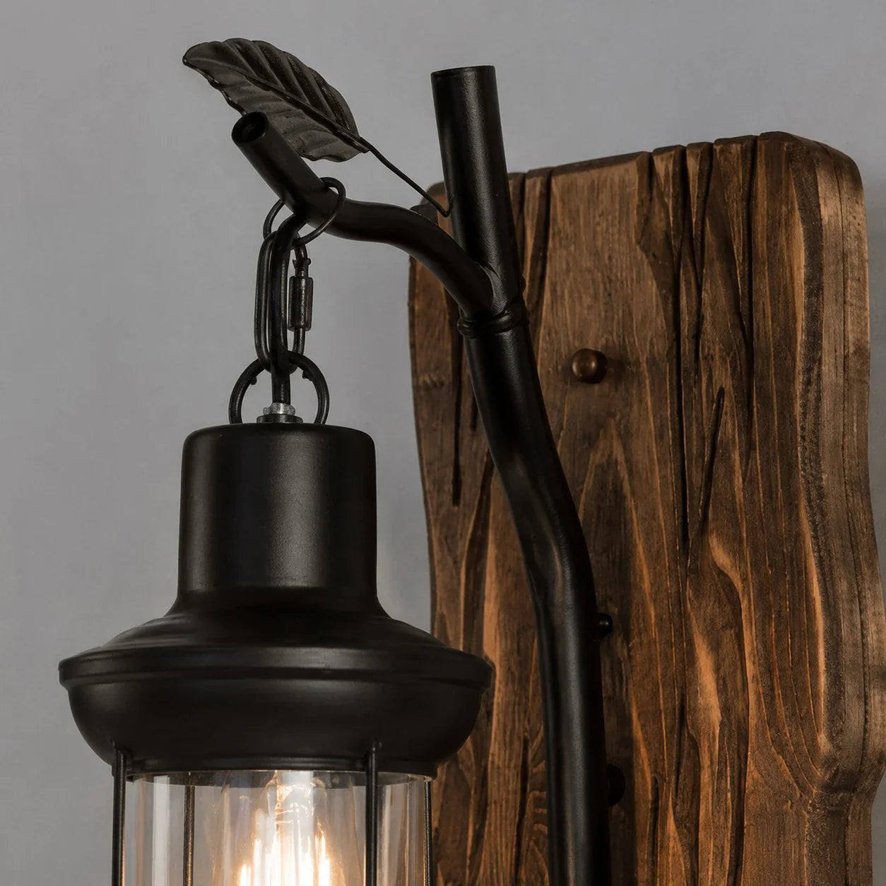 Driftwood and Metal Lantern Detail
