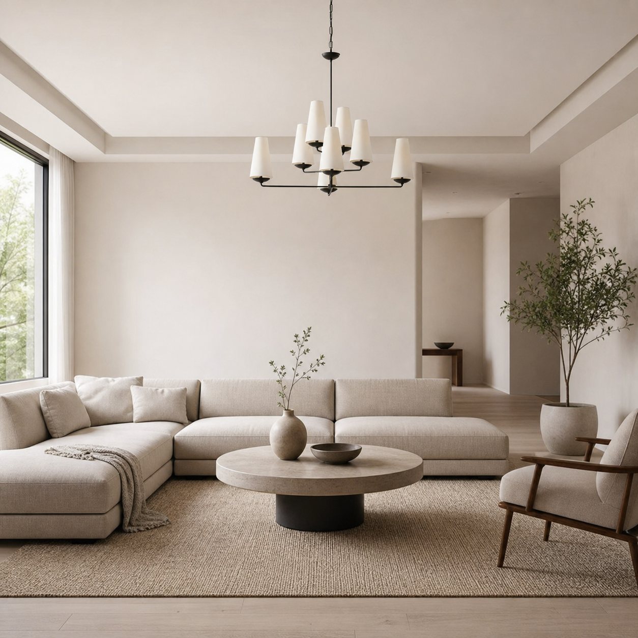 VertiFount Architectural Vertical Chandelier with Multi Light Structure for Open Interiors