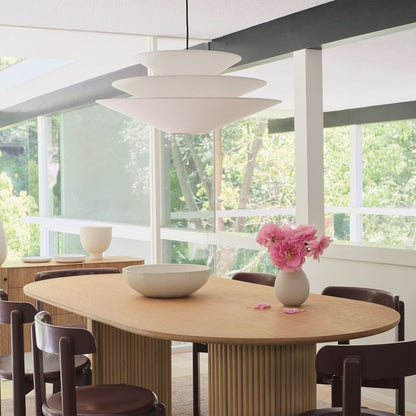 Solivara Soft Layered Linen Pendant Light with Modern Silhouette for Living and Dining Spaces