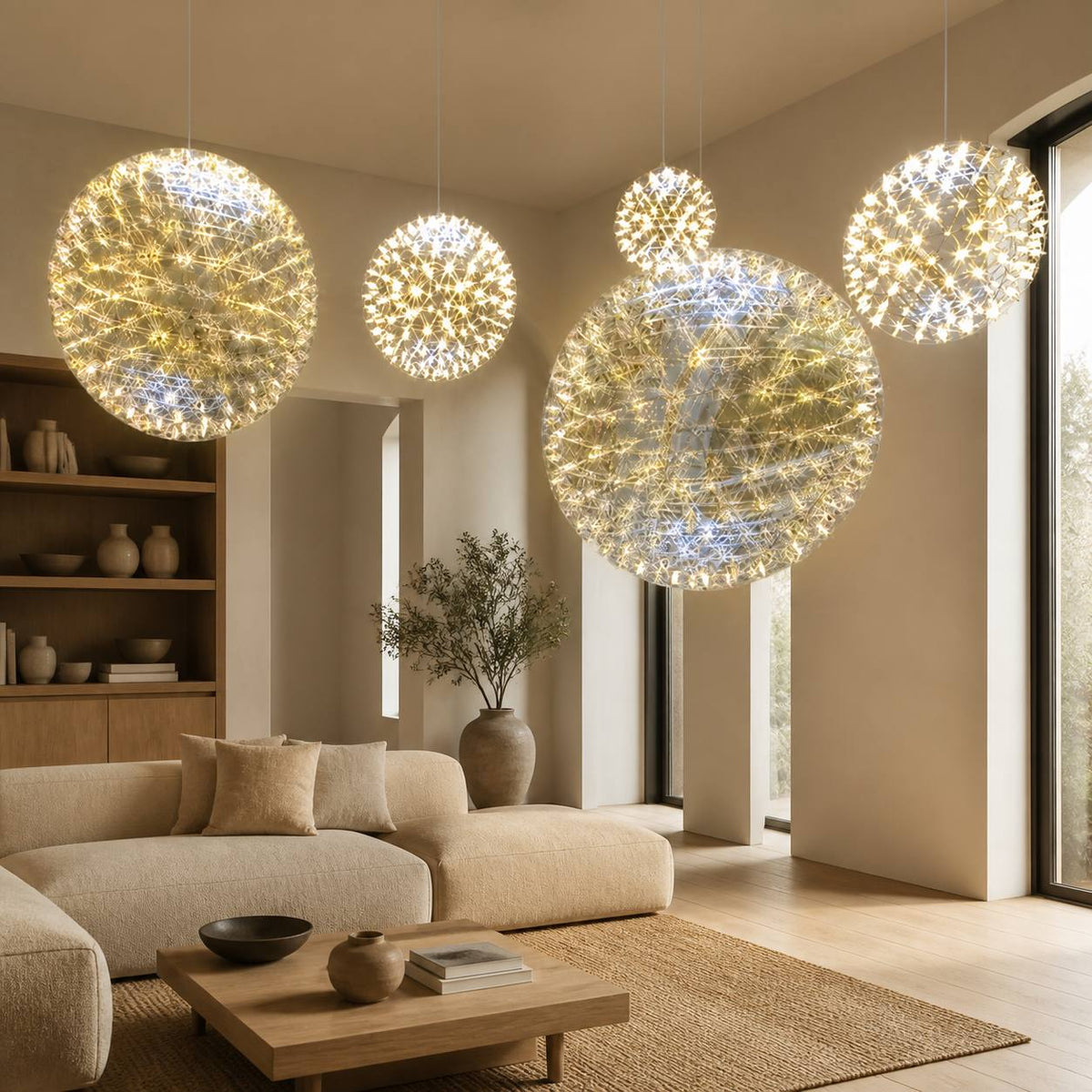 Silver Spark Ball Pendant Light