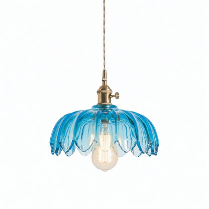 Petalbloom Rustic Tulip Glass Pendant Light – Floral Bud Design Hanging Lamp for Dining Area N58
