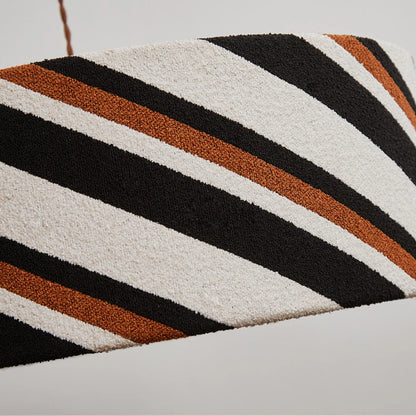 Striped fabric pendant light room detail