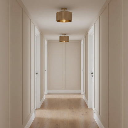 Flutera Fluted Drum Ceiling Light – Farmhouse Textured Flush Mount  Lighting for Living and Bedroom