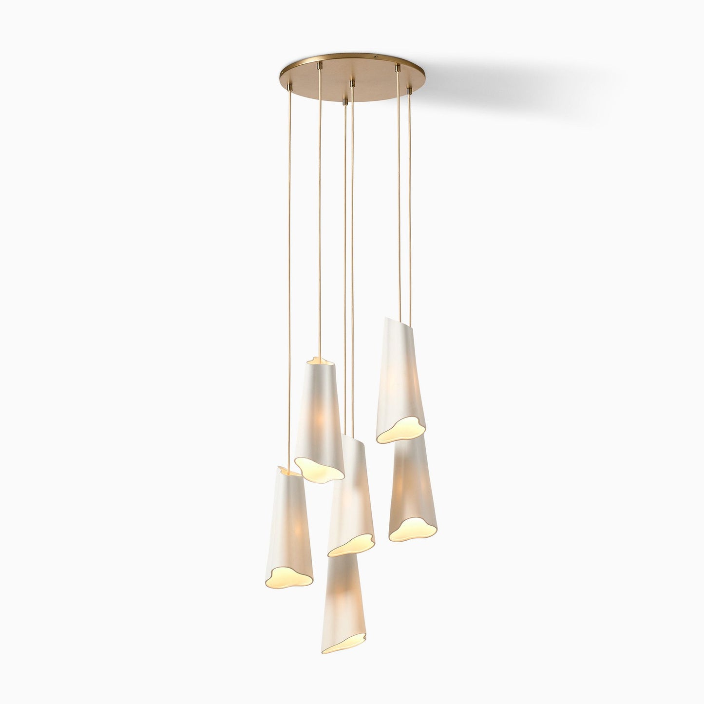 Orovia Ceramic Shade Chandelier – Iron Pendant Adjustable Height Design