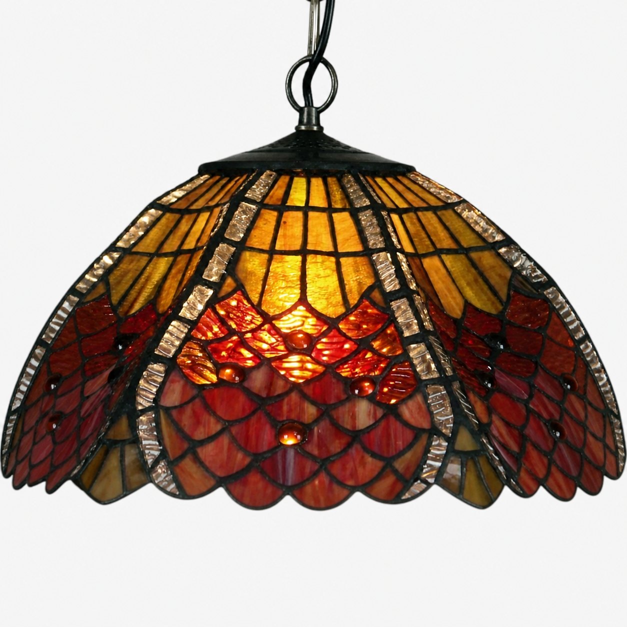 TF Orsino Vintage Art Deco Pendant Light - Textured Glass Lighting for Bedrooms & Halls