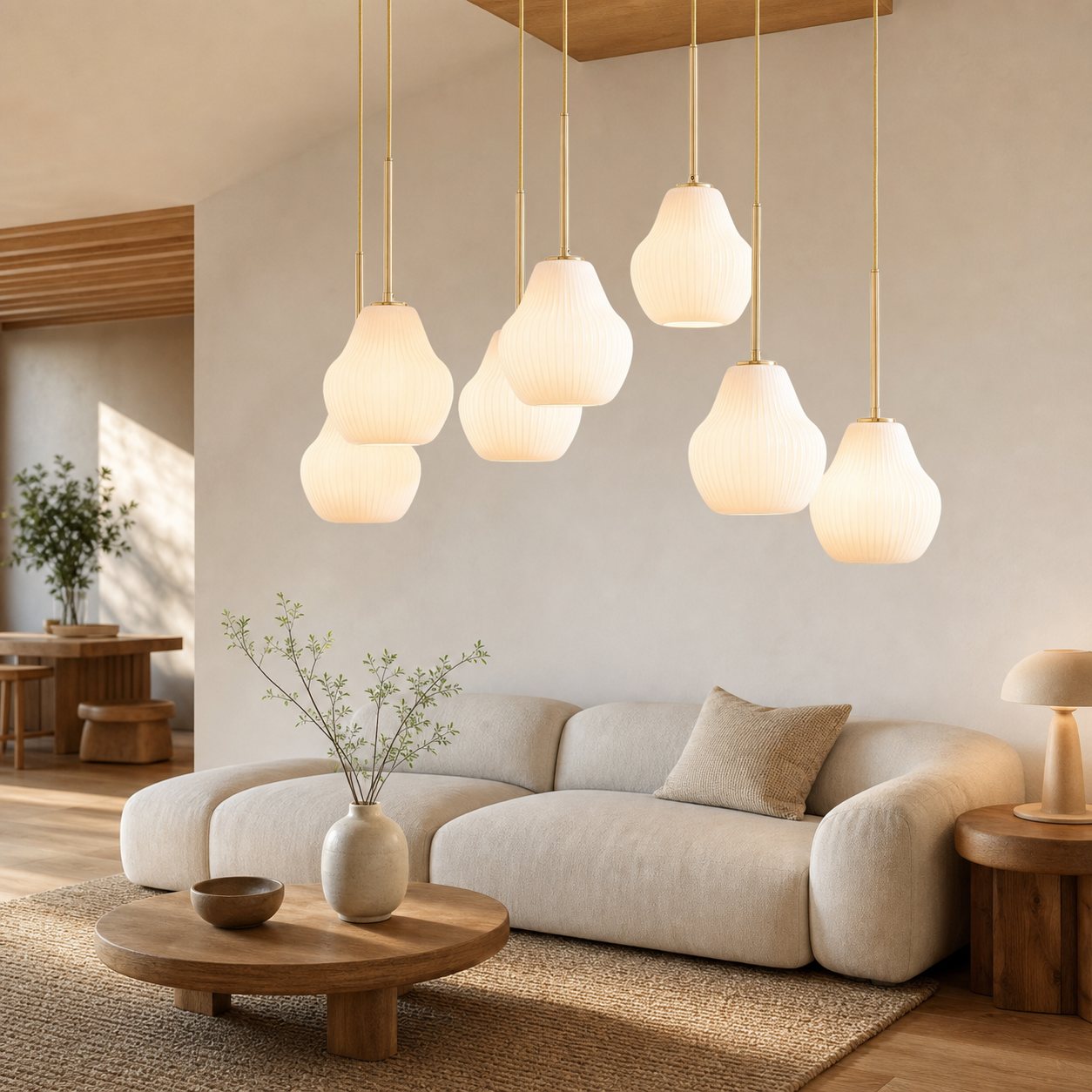 Rivrona Zeitgenössischer 7-flammiger Kronleuchter – Moderne Glasbeleuchtung für Esszimmer