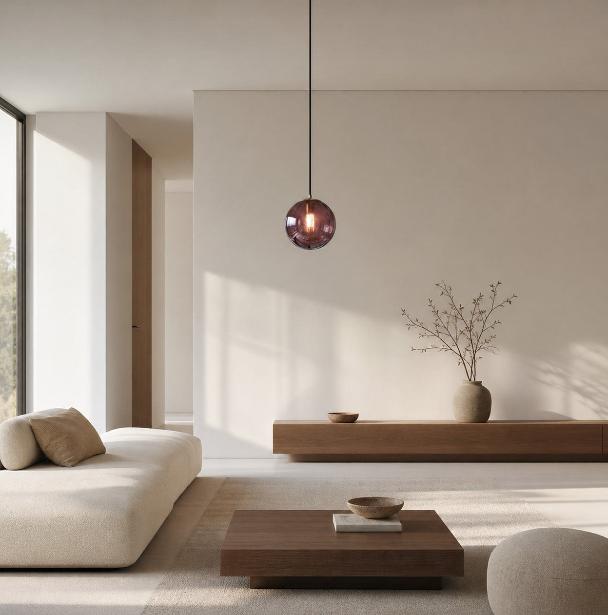 Lunorie Iron Metal Glass Globe Pendant Light – Sculpted Adjustable Pendant for Dining Spaces