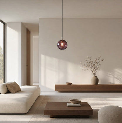 Lunorie Iron Metal Glass Globe Pendant Light – Sculpted Adjustable Pendant for Dining Spaces