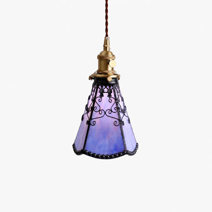 gradient purple stained glass pendant