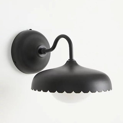 Rayla ScallopEdge Wall Sconce – Modern Metal Outdoor Light for Porch, Patio, or Balcony