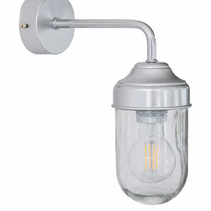 Full product view of aluminum glass wall sconce