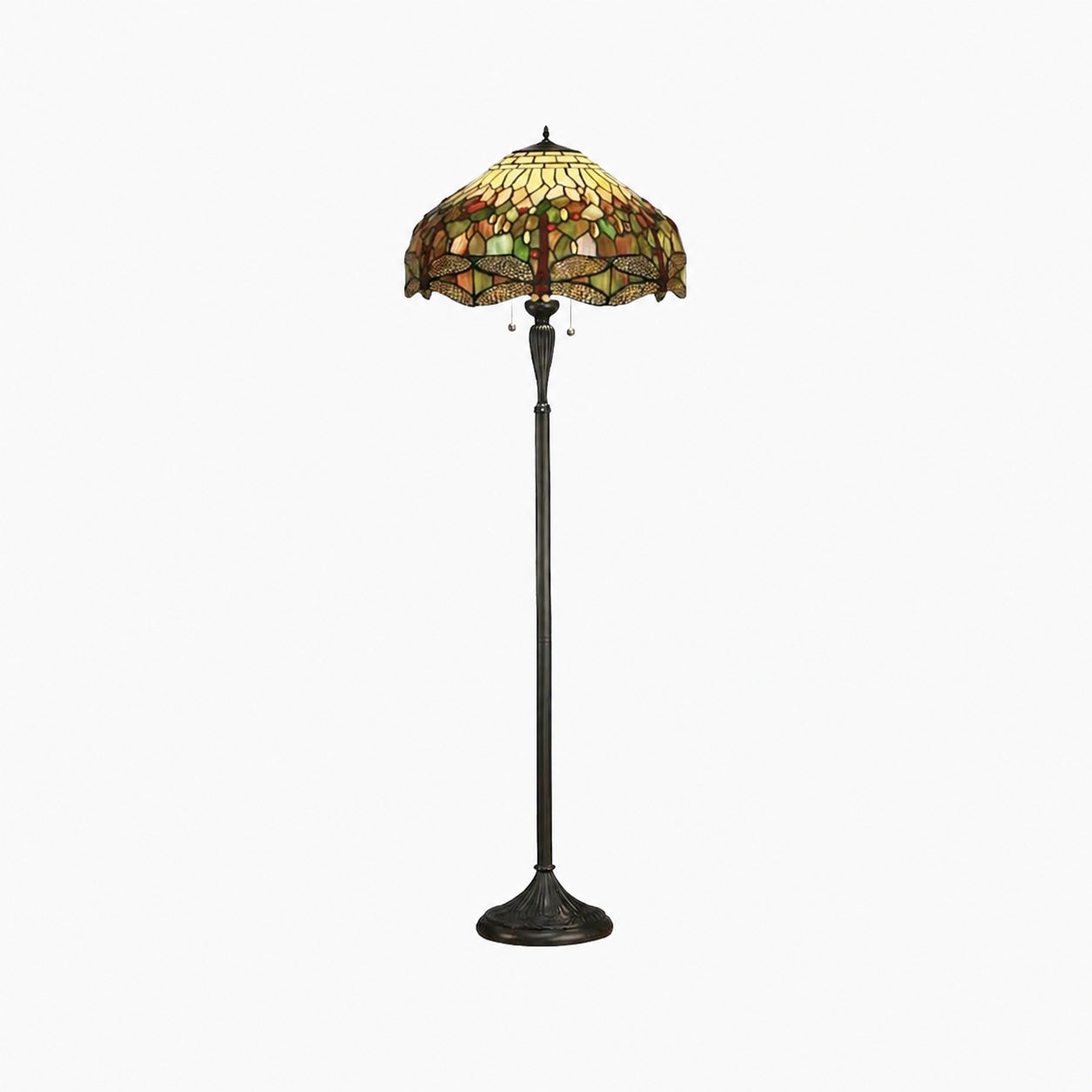 TF Dragonfly Motif Floor Lamp – Vintage Stained-Glass for Living Rooms