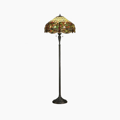 TF Dragonfly Motif Floor Lamp – Vintage Stained-Glass for Living Rooms