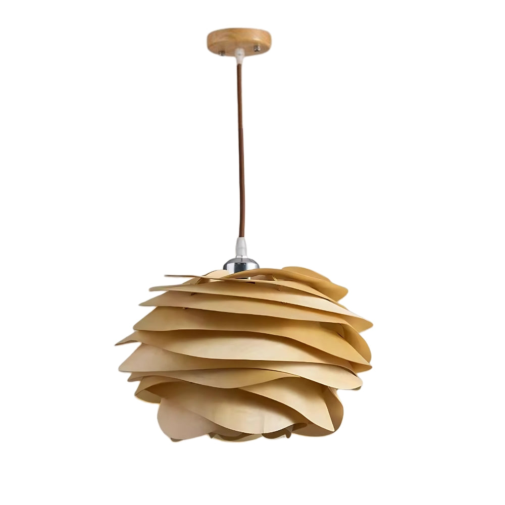Französischer Tannenzapfen Holz Hängelampe Pendelleuchte mit raffiniertem Design für den Empfangsbereich