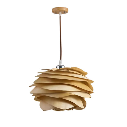 Französischer Tannenzapfen Holz Hängelampe Pendelleuchte mit raffiniertem Design für den Empfangsbereich