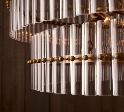 Lumora Crystal Pendant Light – Elegant Tumbled Brass & Cut Glass