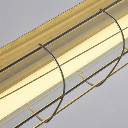 Kronleuchter aus Glas mit linearem Charakter, handgefertigt, klares Gusseisen, Metall, glatt, funkelnd