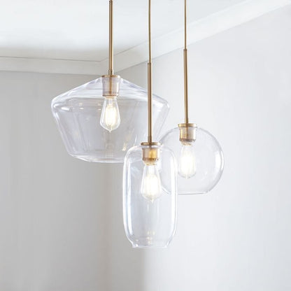 Merin Mixed Sculpture Glass and Metal Triple Chandelier