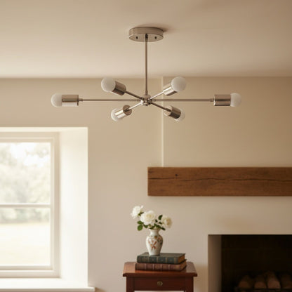 Mobilux Line Mid Century Modern Chandelier - 6 Heads Hanging Ceiling Light