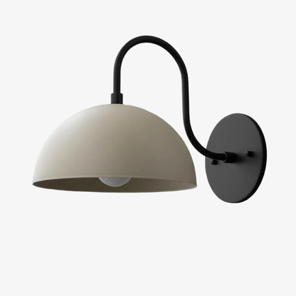 Curva Metal  Industrial Wall Sconce - Curved Brass Arm - Hammered Dome Light Fixture