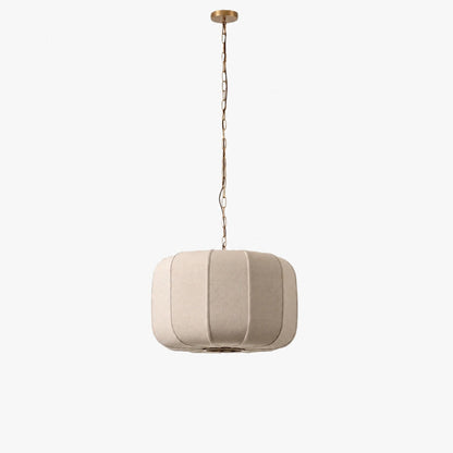 Loomis Tall Pendant – Textured Linen Shade Aged Brass Pendant for Dining Room and Kitchen