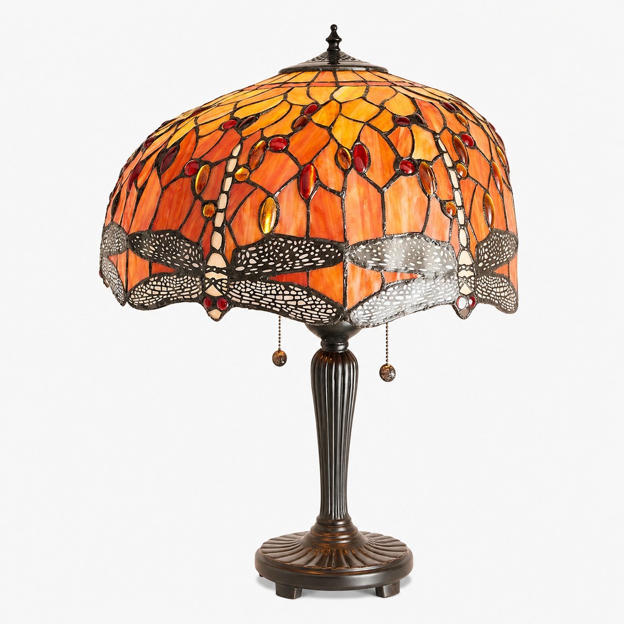 TF Dragonfly Motif Floor Lamp – Vintage Stained-Glass for Living Rooms
