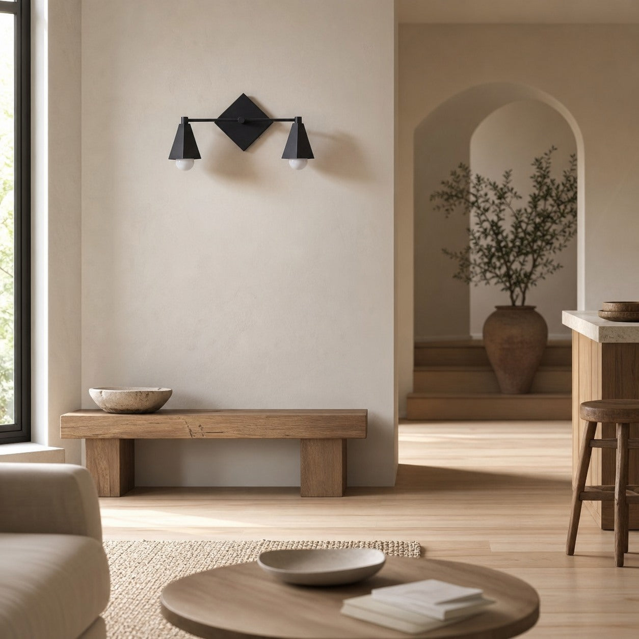 Ornato Luxe Geometrische Schminkleuchte – Art-Deco-Badezimmerbeleuchtung aus massivem Messing
