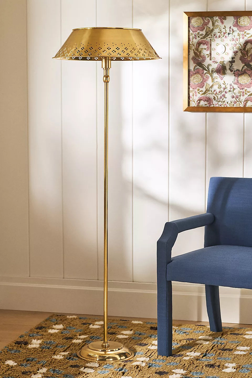 Auriglow Perforated Brass Floor Lamp – Space Age Style for Living Room or Bedroom