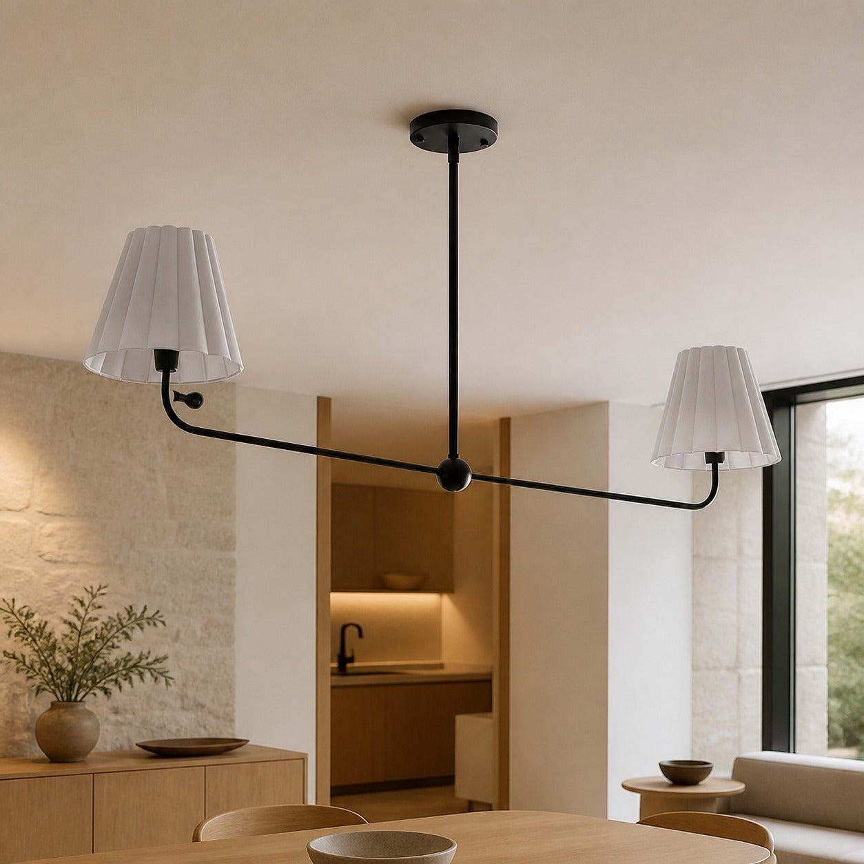 Ruffmeto Ruffled Shade Metal Frame Chandelier for Dining, Entry and Living Room