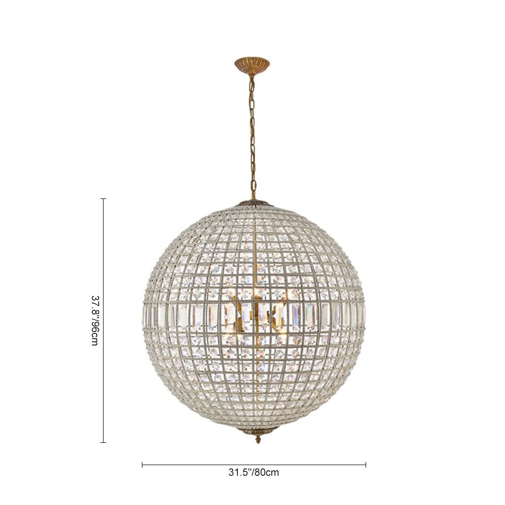 Luxuriöse Vintage Kristall Kugel Pendelleuchte