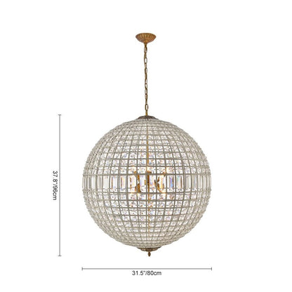 Luxuriöse Vintage Kristall Kugel Pendelleuchte