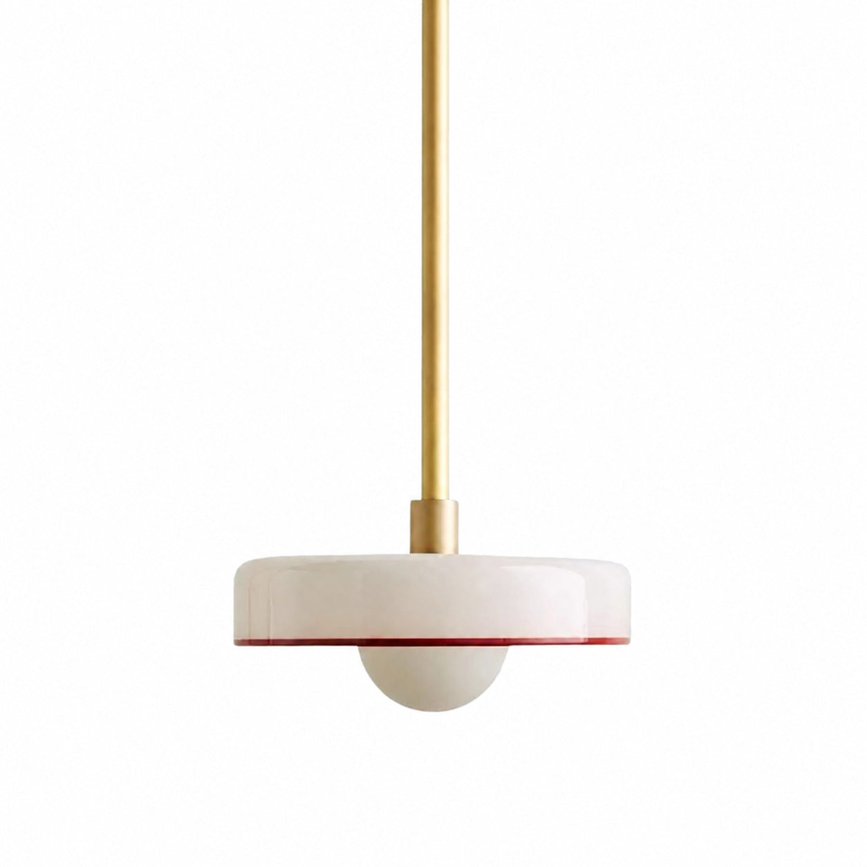 Kalo Modern Pendant Light - Sleek Metal Rod and Disc Orb Glass Design