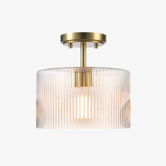 Rivora Ribbed Glass Semi Flush Ceiling - Modern Farmhouse Ceiling Light for Bedroom and Hallway U09