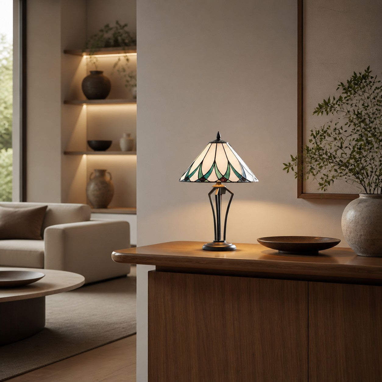 TF Allanton Water Ripple Glas-Tischleuchte – Klassischer Stil für Wohnzimmer, Schlafzimmer oder Arbeitszimmer
